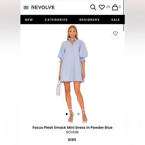 SOVERE Focus Pleat Smock Mini Dress in Powder Blue Size XS